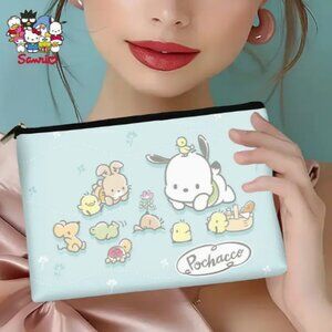 Pochacco and Friends Hello Kitty Sanrio Zip Makeup Pencil Bag NWT